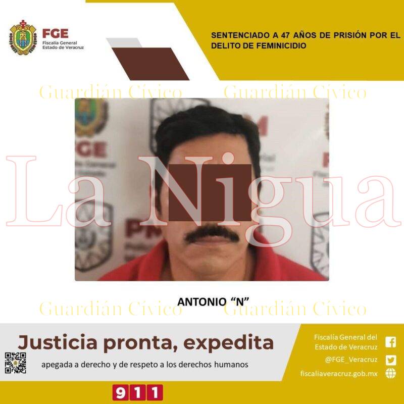 47 años de prisión a feminicida de Natividad, mujer de la tercera edad de Catemaco.