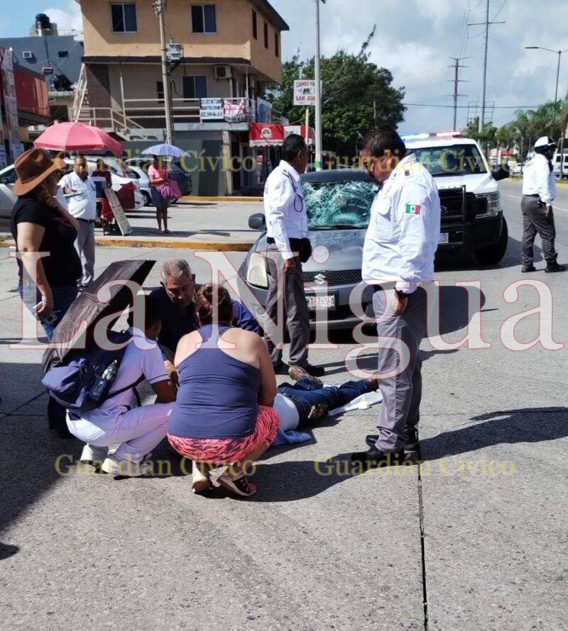Ciclista empezó mal el fin de semana al ser embestido por un automóvil en Ciudad Madero