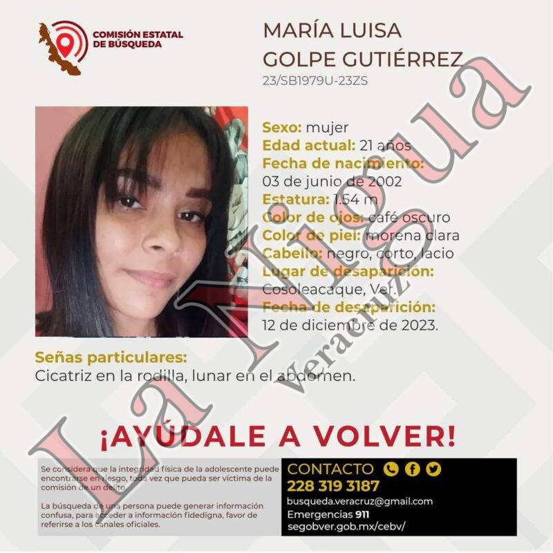 Joven de 21 años desaparecida en Cosoleacaque