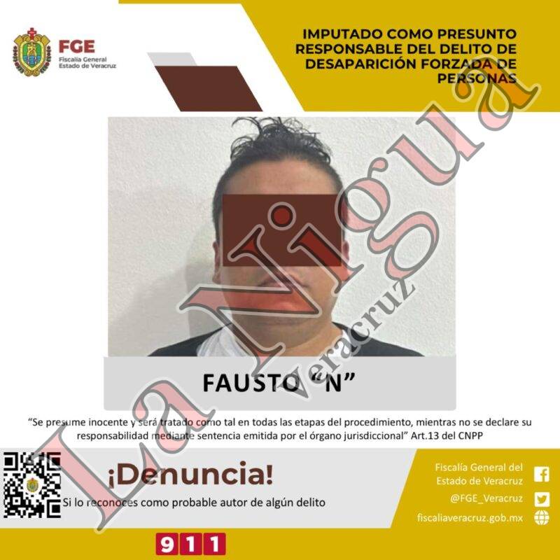 Imputado Fausto “N” como presunto responsable del delito de desaparición forzada de personas