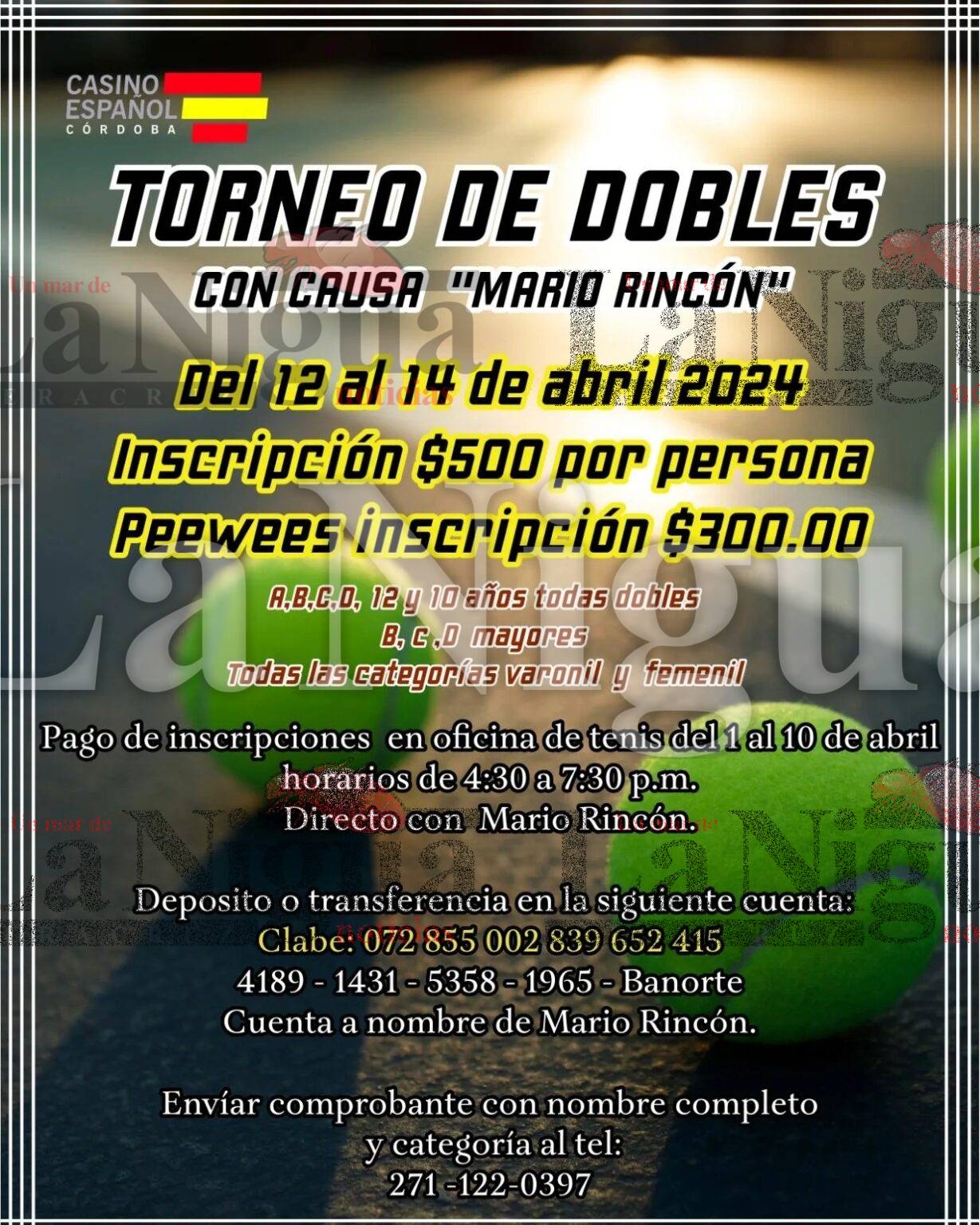 Tenis dobles en el Casino, con causa a Mario Rincón