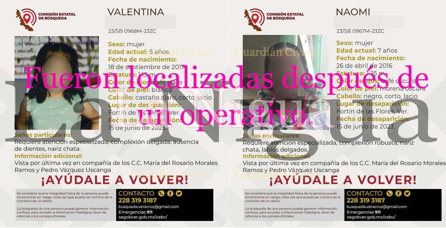 Localizan a niñas desaparecidas hace 10 días