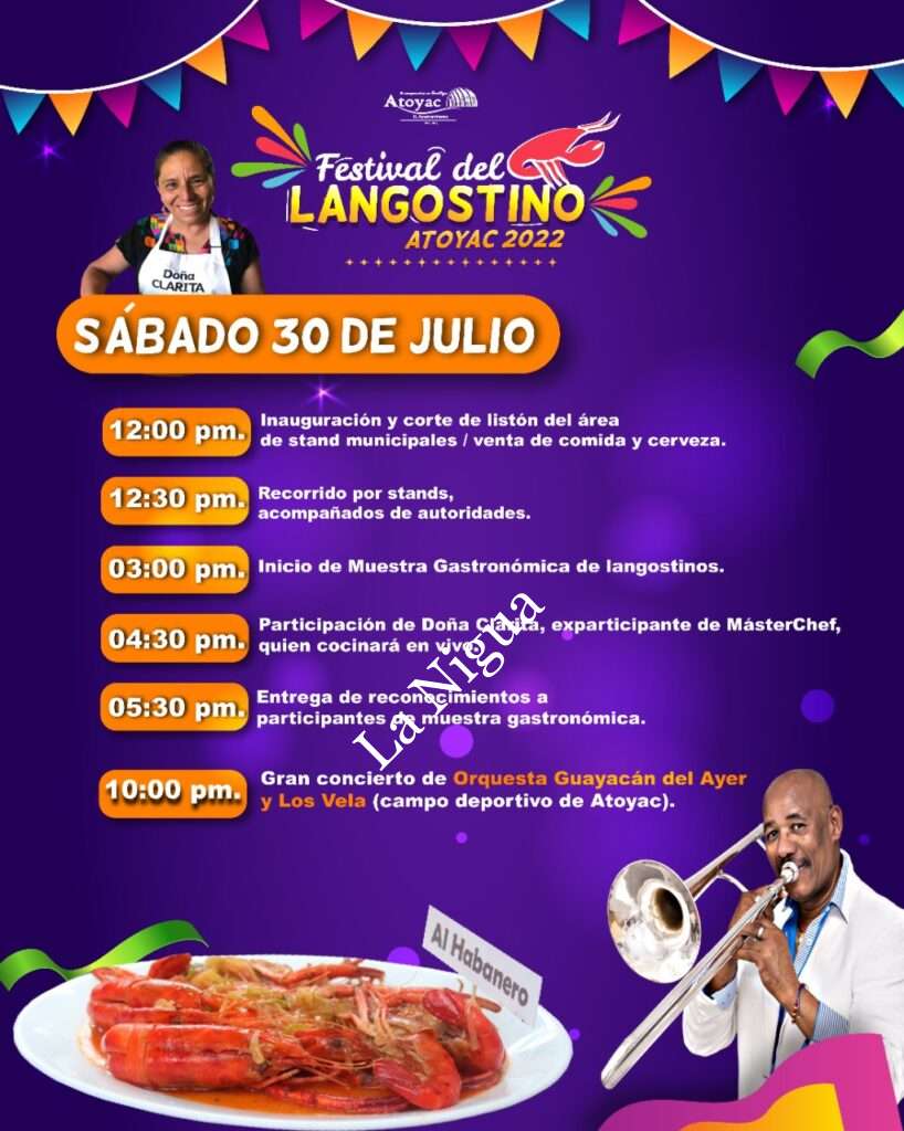 Programa de actividades de la Feria del Langostino Atoyac 2022