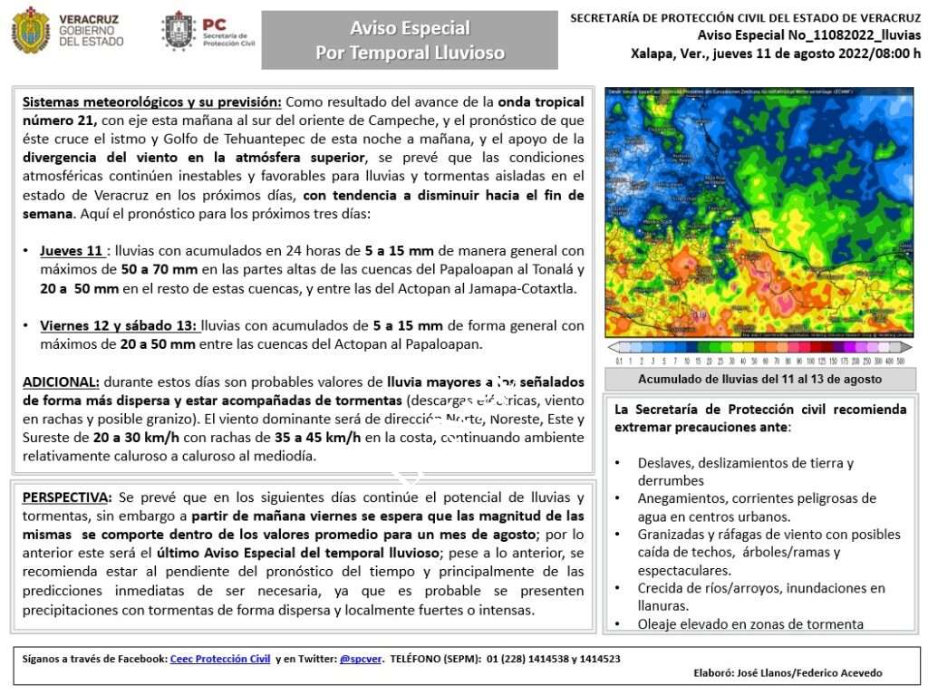 Informe Meteorológico 11 de agosto de 2022