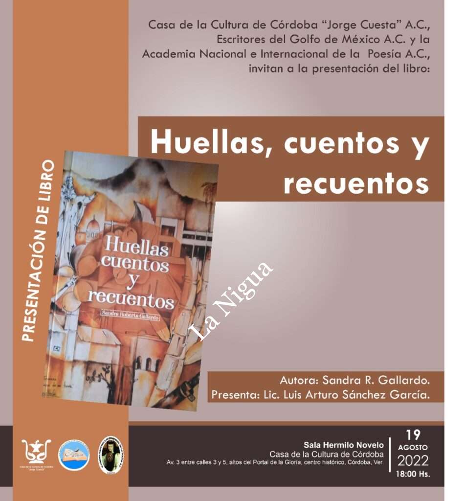 Presentará Sandra R. Gallardo su libro “Huellas, cuentos y recuentos” en Córdoba