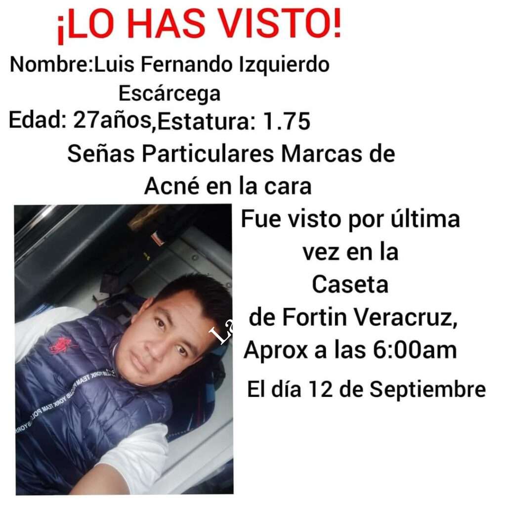 Piden apoyo para localizar a Luis Fernando Izquierdo Escárcega