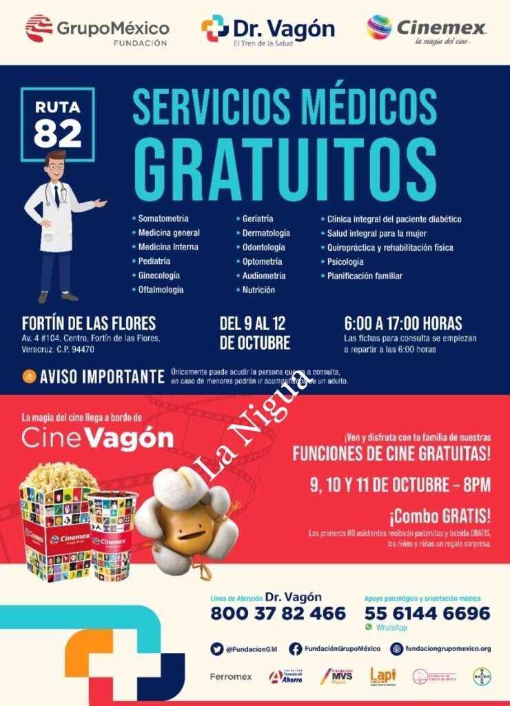 Servicios médicos gratuitos en Fortín del 09 al 12 de octubre