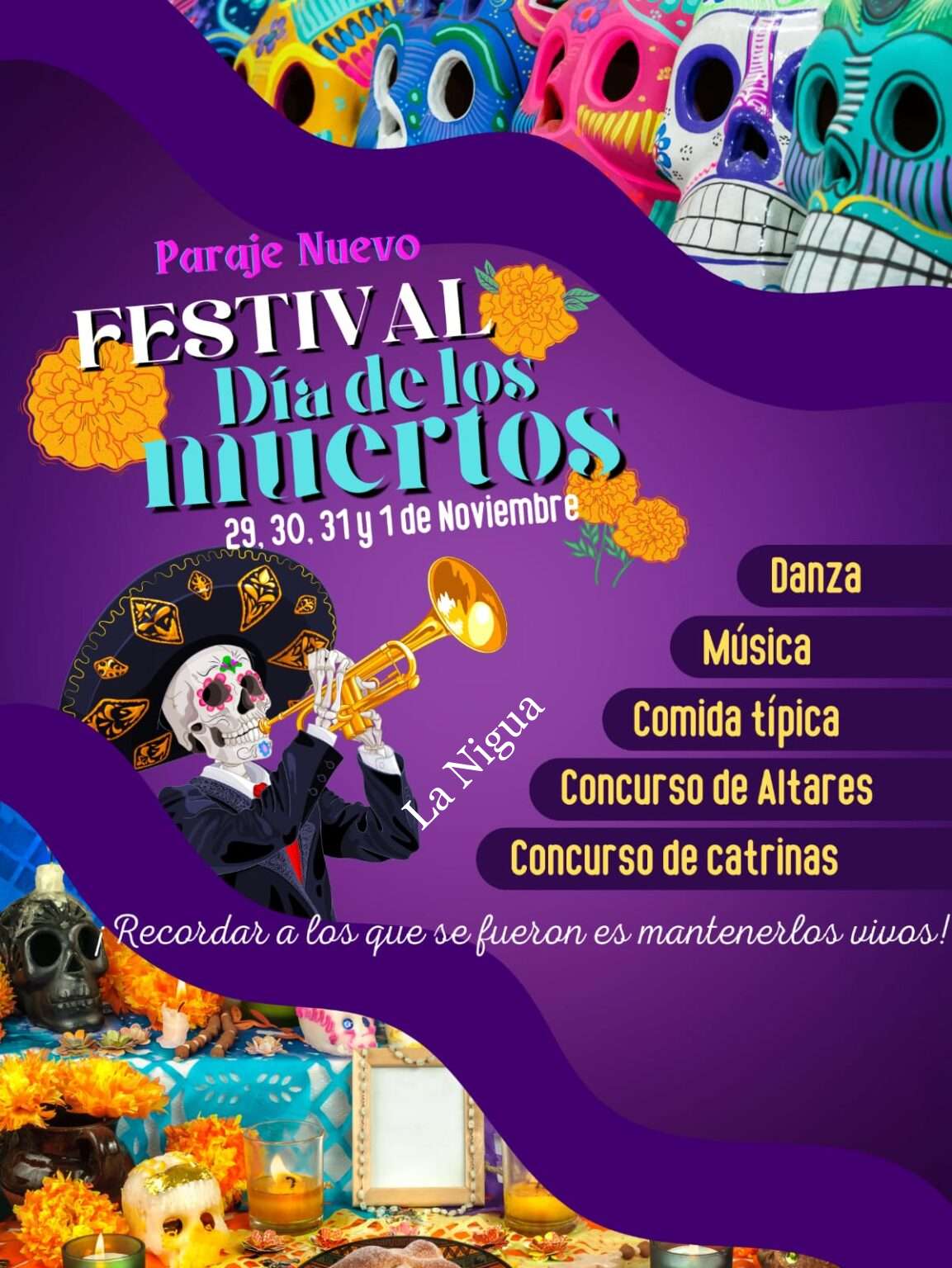 Realizarán el segundo festival del día de muertos en Paraje Nuevo