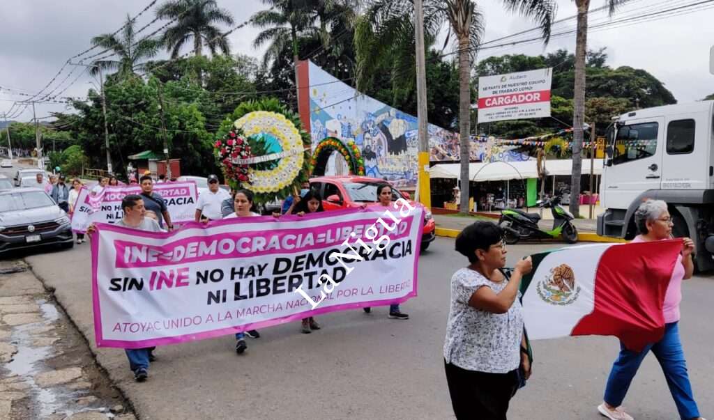 Marchan en Potrero en defensa del INE