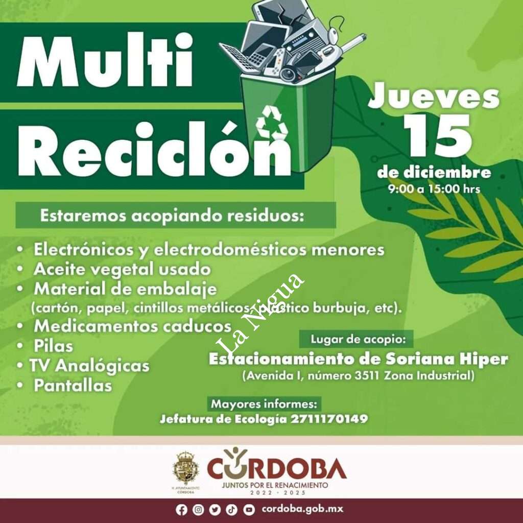 Habrá “Multi Reciclón” este 15 de diciembre en estacionamiento de centro comercial