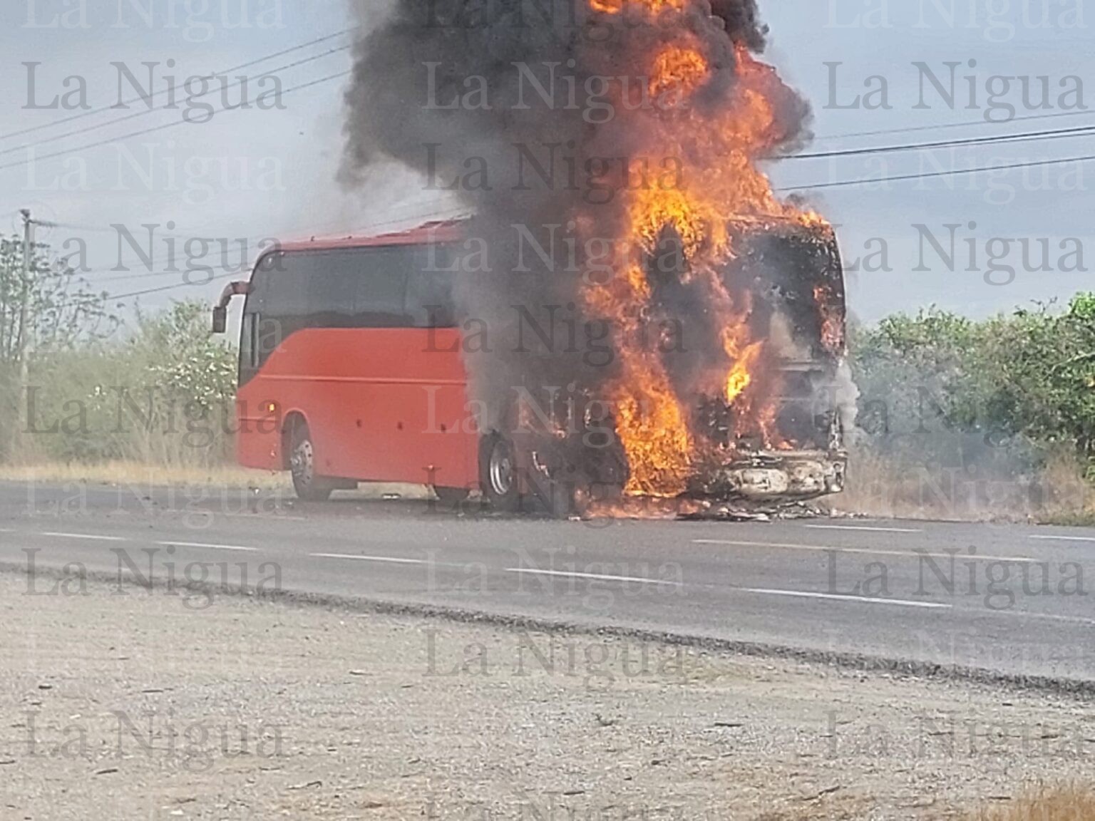 Se incendia autobús de pasajeros sobre la carretera Victoria – Monterrey