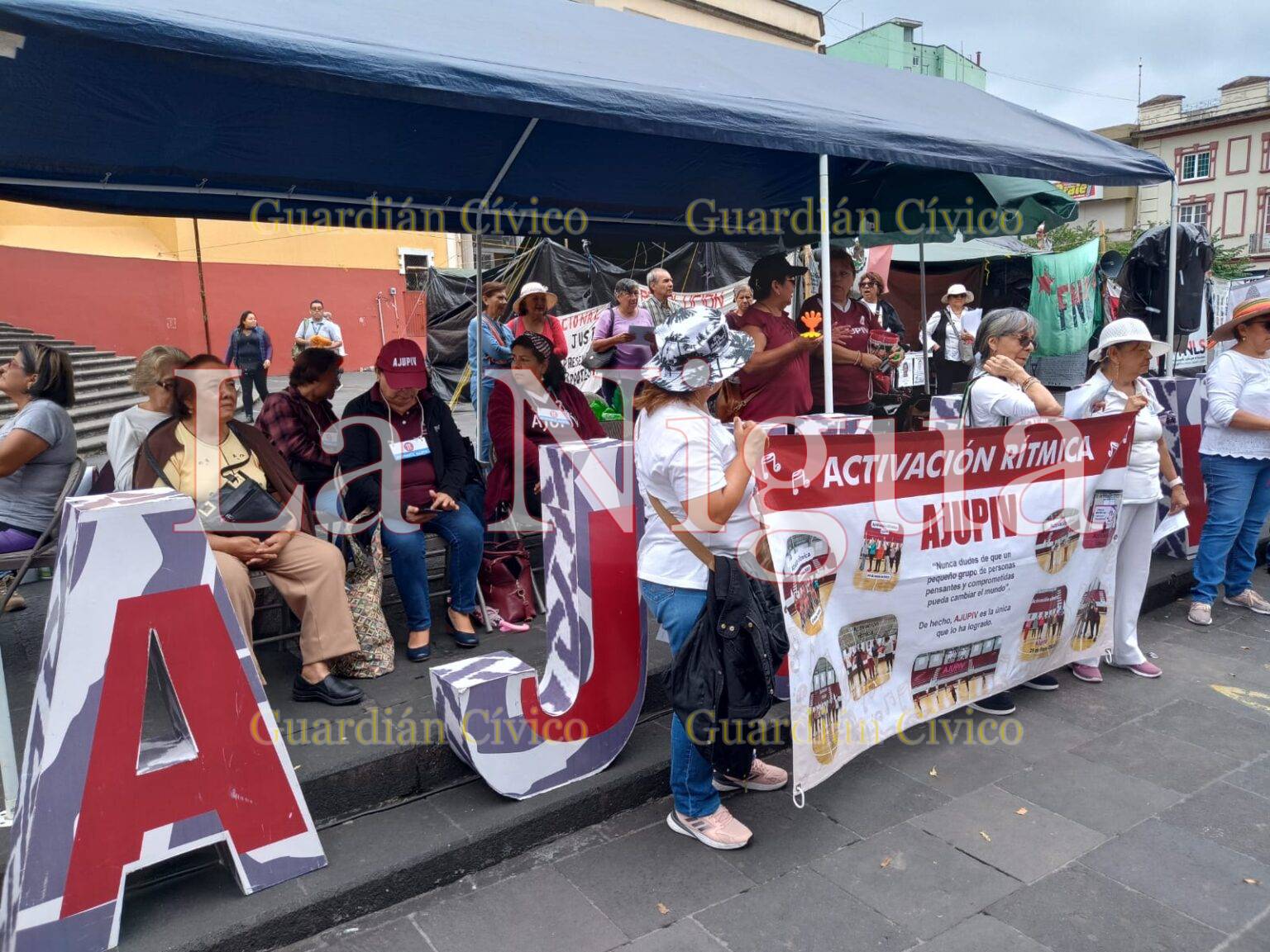 Realizan plantón en Xalapa, integrantes de AJUPIV para exigir pago de seguro de vida