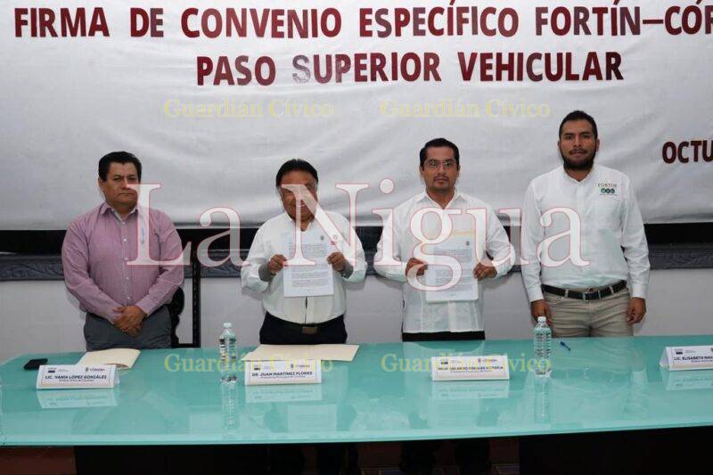 Firman alcaldes Juan Martínez y Gerardo Rosales Convenio Específico Fortín – Córdoba Paso Superior Vehicular