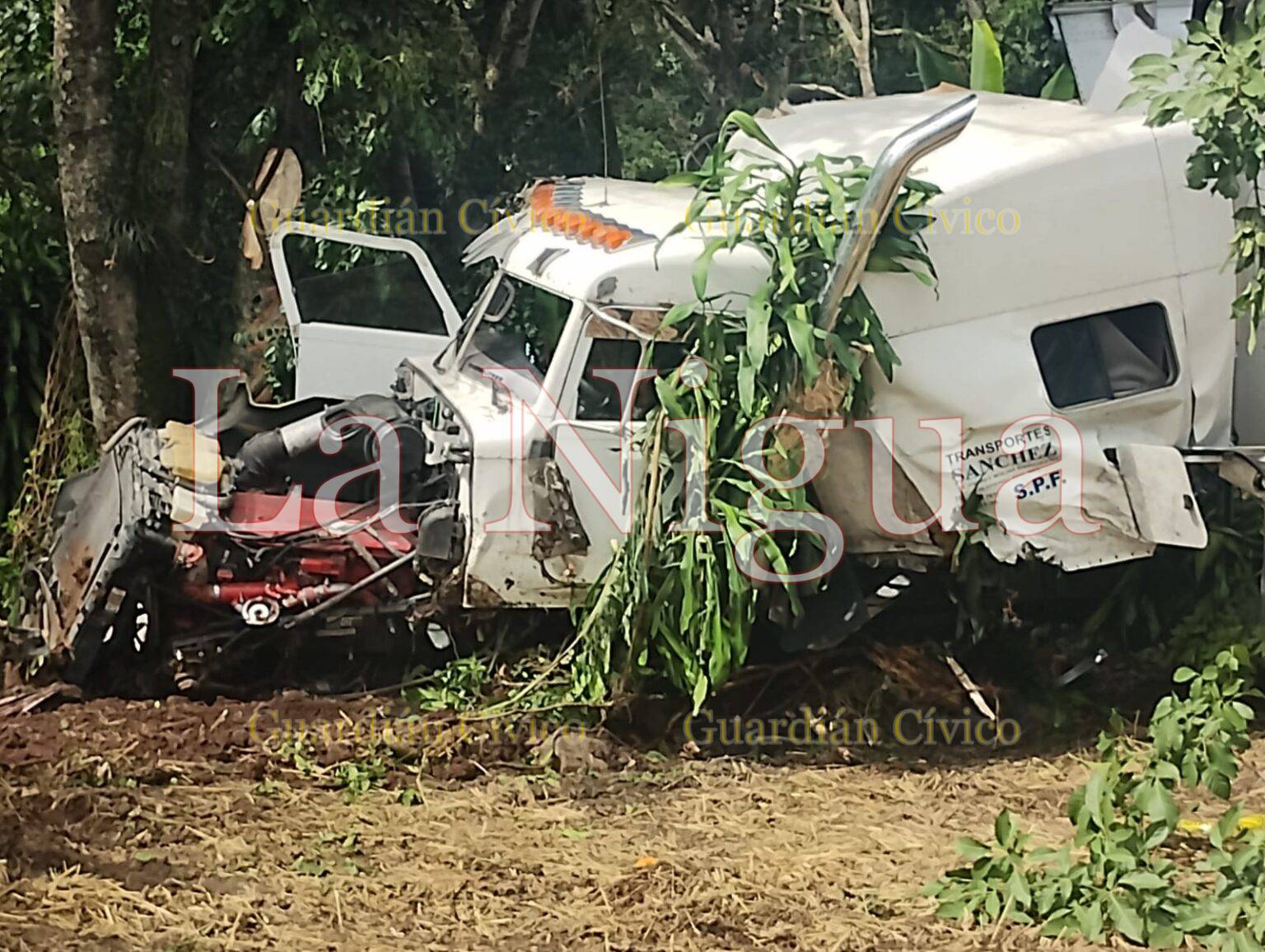 Se sale de la carretera tráiler