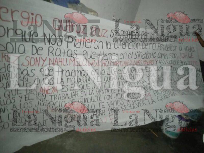 Supuesta narcomanta con amenazas para Sergio Quiroz, líder del sindicato petrolero en Poza Rica, Veracruz