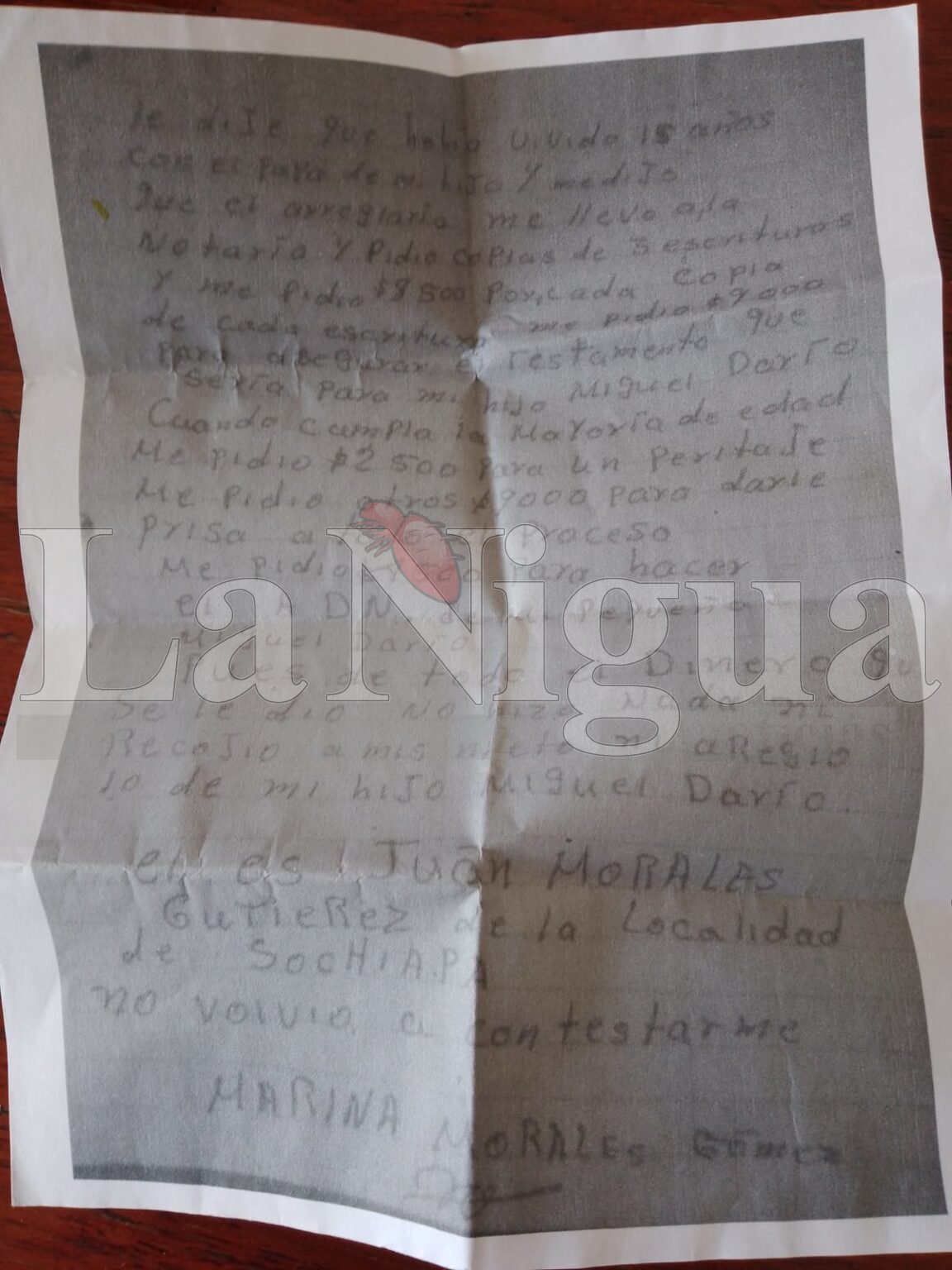 Mujer campesina denuncia presunto fraude por parte de abogado en caso de violencia familiar