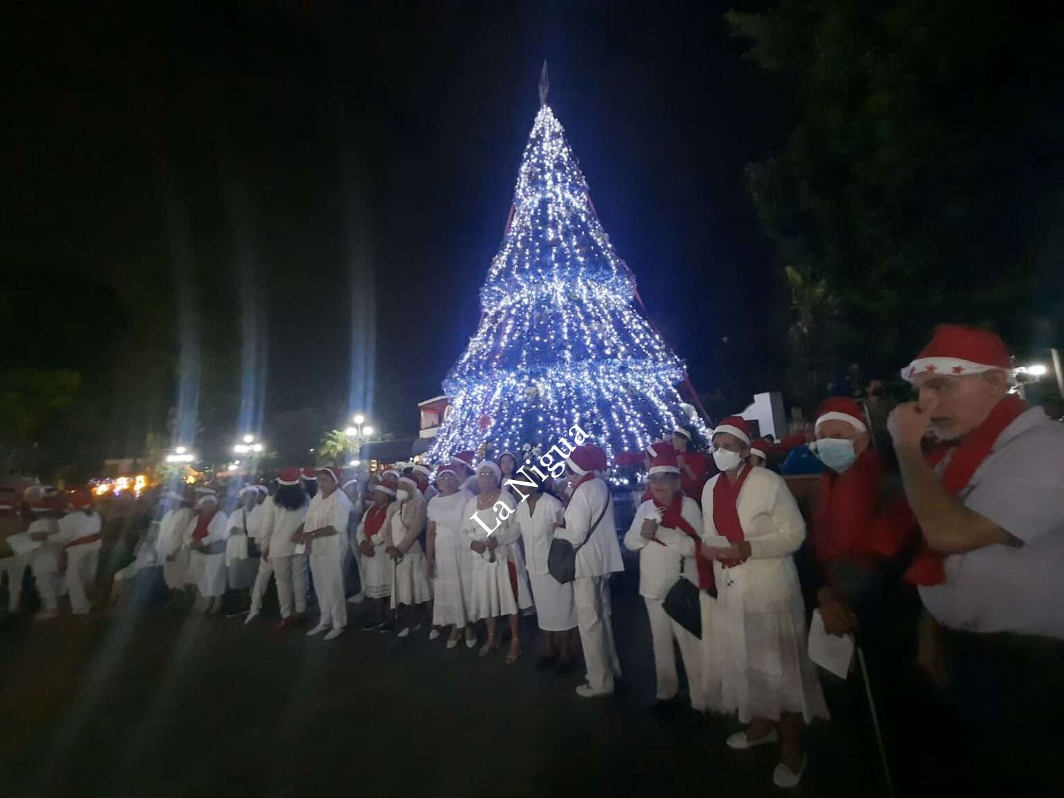 Da bienvenida a la navidad presidente municipal Gerardo Rosales Victoria con encendido del pino